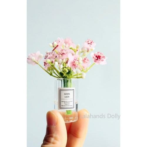 1:6/1:8 Dollhouse Miniature Jasmine Vase Potted for Green Plant In Pot Doll House Furniture Home Decor Simulation Potted Plants
