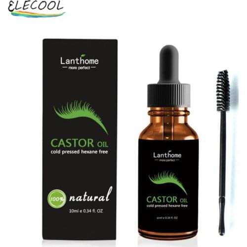 ELECOOL Natural Castor Oil Lengthen Eyelashes Eyebrow Hair Growth Essential Oil Organic Serum Hair Fast Growth Liquid Makeup