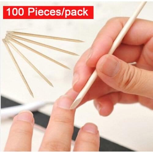 100PCS/Pack Length 7.5cm Orange Wood Sticks Nail Tools Nail Art Cuticle Pusher Remover Eyebrow Waxing Applicator