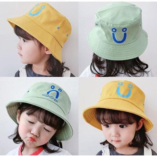 New Spring Summer Childrens Bucket Cap Outdoor Travel Leisure Sunscreen Kids Hats Fashion Simple Alphabet U Fisherman Hat