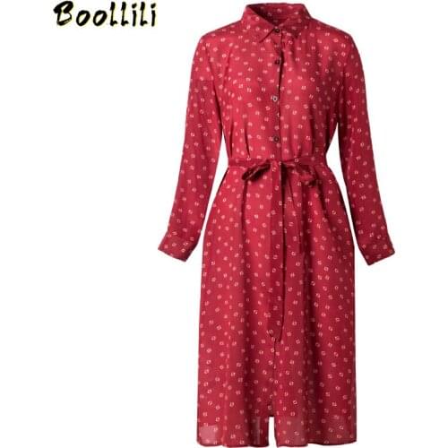 Boollili Real Silk Dress Women Spring Autumn Dress Korean Office Lady Dress Elegant Party Dresses Woman Vestidos Mujer