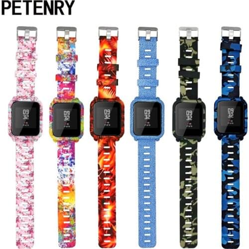For Amazfit Bip Strap 20mm Watch Band Camouflage Silicone Bracelet for Xiaomi Huami Amazfit Bip Bit Youth Case Cover Accessories