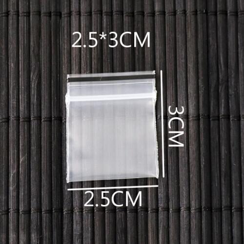 Retail 100Pcs 2.5cmx3cm /1inch x1.18inch Transparent Jewelry Pill Pearl Powder Hermetic Bag Zip Lock Plastic Gift Packaging Bags