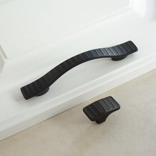 3.75" Black Door Knobs Zinc Alloy Drawer Pulls Simple Modern Kitchen Cabinet Handles Wardrobe Pull Handle Dresser Knob 96mm