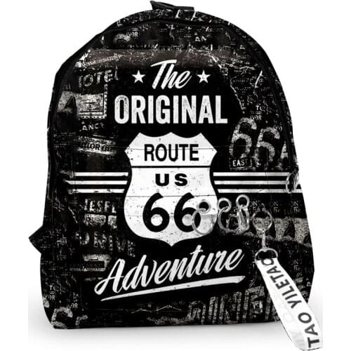 2021 New 3D Route 66 Fashion Men Women Backpack Oxford hanging buckle Style Girls Child School bag Travel Backpack
