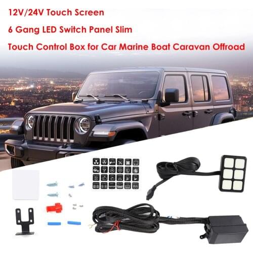 DC 12-24V Touch Screen 6 Gang LED Switch Panel Waterproof Universal Circuit Control Touch Control Box for Car Boat
