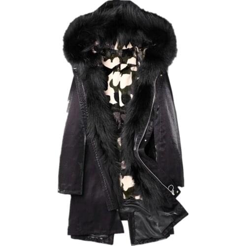 Real Fur Coat Winter Jacket Men Natural Rabbit Fur Liner Parka Men Raccoon Fur Collar Warm Parkas Plus Size F-CQ-1805 MY1815