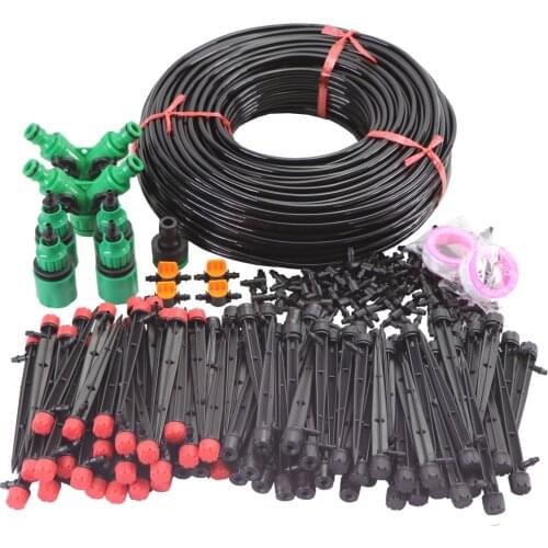 10-60m Drip Irrigation System 1/4" Hose 360 Degree Adjustable Sprinkler Kit Garden Watering Inserting Ground Micro Flow Dripper
