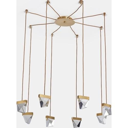 Modern Home Light Luxury Crystal Bedroom Chandelier Bedside Light 1/3/8 Heads Suspension Sofa TV Wall Master Lighting PA0676