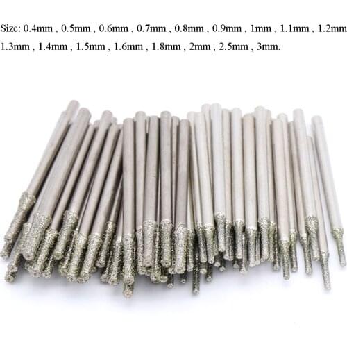 10/20PCS 0.4-3mm Diamond Coated Tipped Drill Bit for Tile Jewellery Glass Pack of 5/10/20