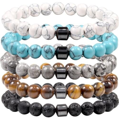 Tigers Eye Malachite Stone Strand Bracelet Hematite Beads Bracelets Buddha Yoga Strench Women Men Jewelry