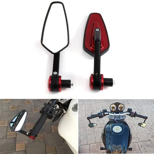 1 Pair Motorcycle Bar End Mirrors 7/8" 22mm Handlebar Rear View Motor Accessories Cafe Racer Retrovisor Moto Motorcycle Mirrors