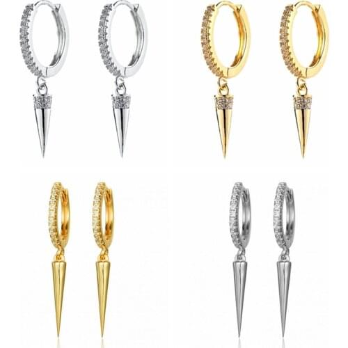 Prevent Allergies 925 Silver Women Hoop Earring With Crystals And Diamonds Spiked Pendants High-Quality Zircon Earring