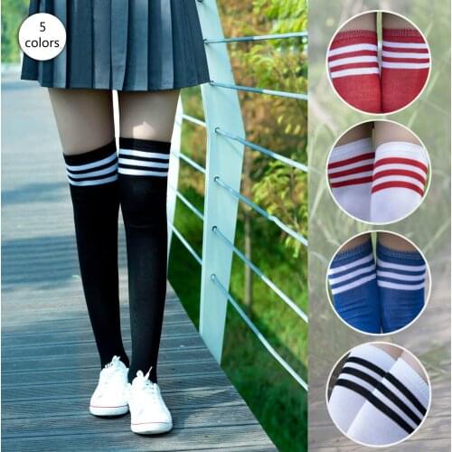 1 Pair Over Knee Rainbow Stripe Stockings Girls korean japanese kawaii Socks Casual Thigh High Knee Socks Womens Long Socks