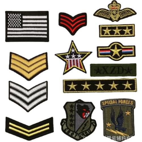 100 Pcs/lot Embroidery Patches Army Green Star Eagle Flag for Hat Badge Emblem Army Special Forces appliques for clothing