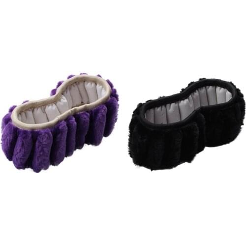 2Pcs Steering-Wheel Plush Car Steering Wheel Covers Winter Faux Fur Hand Brake and Gear Cover Set - Black & Violet