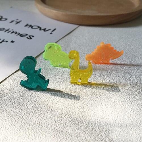 5Pcs 2.2*1.5cm Fashion Cute Resin crylic Transparent Color Dinosaur Charms for Woman Cartoon Jewelry Findings DIY Wholesale