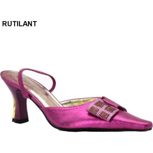 African and Italian foot high heels shoes with rhinestone toe caps, pointed high heels for party ladies banquet