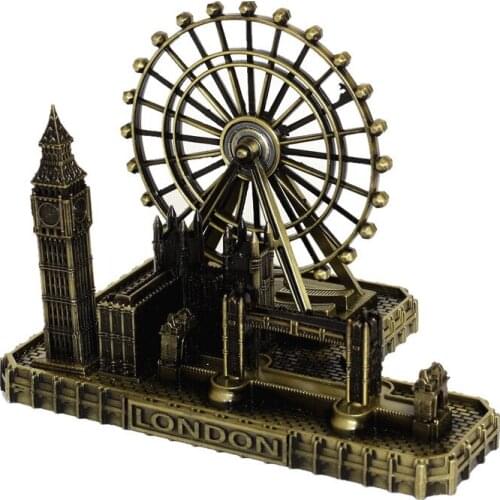 Home Decoration Desk Accessories Building In London Tower Bridge Miniature Ferris Wheel Model Alloy Ornaments Photography Prop