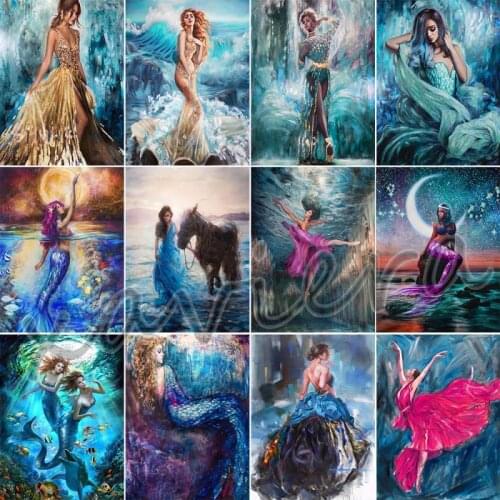 Xaviera 5D Diy Diamond Painting Mermaid Full Square Round Drill Embroidery Beauty Picture of Rhinestone Cross Stitch Mosaic