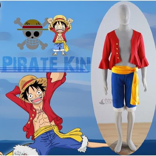 Athemis new ONE PIECE Monkey D Luffy cosplay costume red suit blue and white pants unisex any size custom made outfit