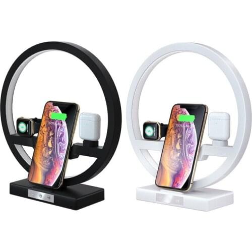 3 IN 1 QI Dock LED Table Desk Lamp Fast Wireless Charger for iPhone 11 Pro Max Apple Watch iWatch 1 2 3 4 Airpods Charger Holder