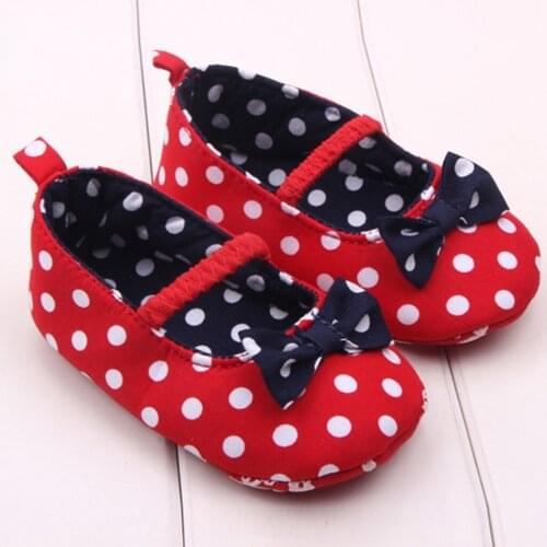 TELOTUNY shoes for baby bon Newborn Baby Girls Cotton Cute Dot Bowknot Anti-Slip First Walkers Soft Sole Baby princess Shoes Jul