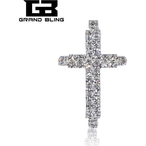 Silver color hand-made Clear Rhinestone Cross Brooch Pin for Woman mMn Party Gift