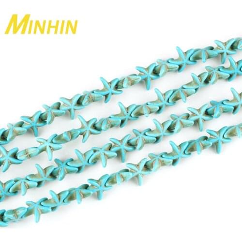 MINHIN 14mm Approx 35pcs Green Starfish Stone Loose Spacer Bead Seed Beads for Jewelry DIY Making Necklaces