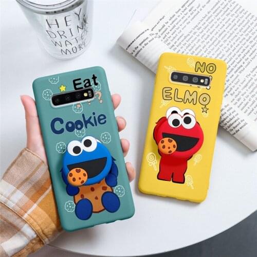 3D Cute Sesame Street Phone Holder Case For Samsung Galaxy A10 A20 A30 A20E A31 A40 A50 A51 A70 A71 A91 S9 S10 S20 FE Plus Cover