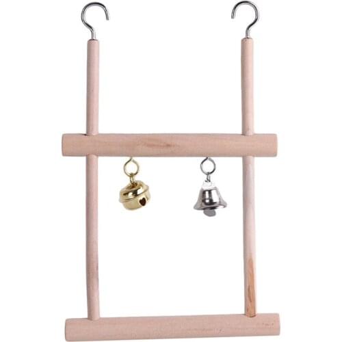 Wooden Stand Ladders Climber Bird Playground Toy Double Grid Pet Bird Parrot Toys Swing Bird Cage Hanging Chew Toys For Birds
