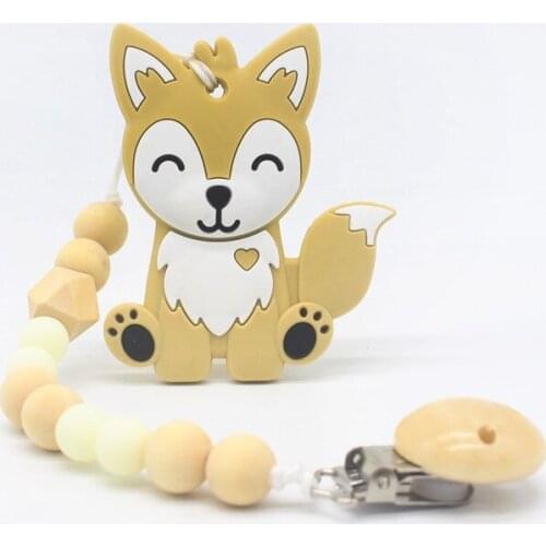 Wood Pacifier Clip Handmade Silicone Pacifier Chains Safe Teething Chain Baby Teether Eco-friendly Pacifier Clips Holder Chain