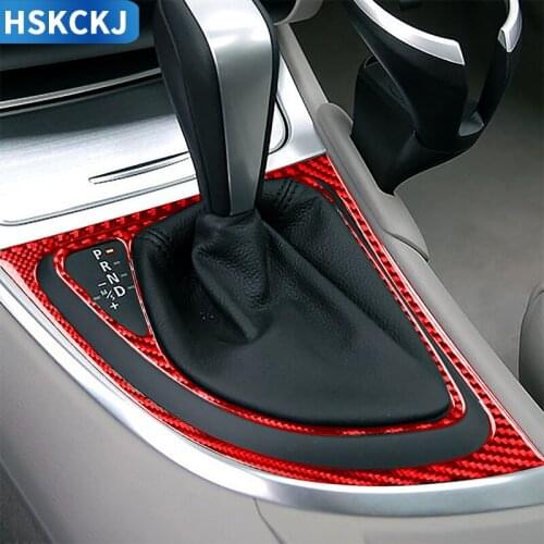 For 1 Series E81 E82 E87 E88 2008-2013 Gear Box Panel Interior Gear Shifter Trim Carbon Fiber Stickers Car Moulding Accessories