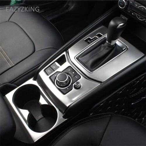 EAZYZKING Car-Styling Automatic Gearbox cup holder knob Panel Decoration Cover Stickers Case For Mazda CX-5 CX5 2017-2020