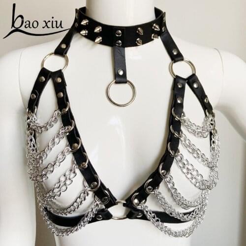 Hot New Punk Goth Straps Corset Belt Womens Leather Garter Stocking Body Bondage Sculpting Harness Tassel Chain Waistand Belt