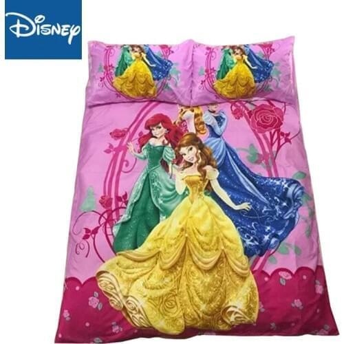 Disney princess bedding set for kids bedroom decor single size duvet covers twin flat sheet 2-4pcs home textile birthday present