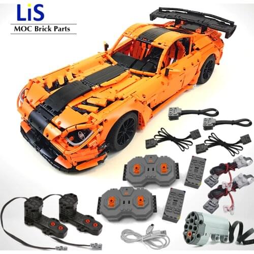 High-tech Dodge Viper ACR MOC-13655 Drived by Double Electric RC Race Buggy Motors Sports Car Building Blocks Bricks DIY Toys