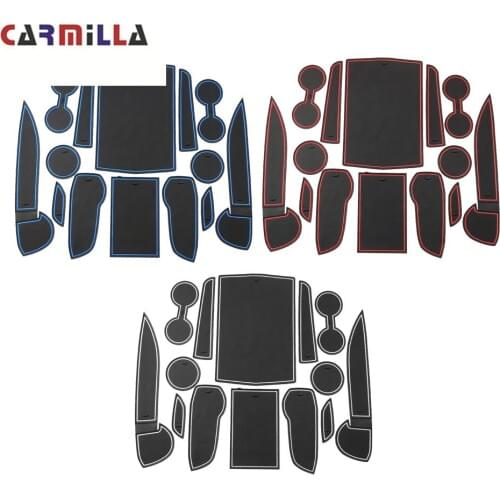 Gate Slot Pad for Mitsubishi Pajero Sport 2015-2017 Interior Door Pad Cup Non-slip Mats 14pcs RED BLUE WHITE