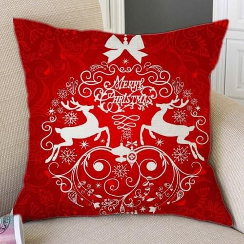 Red Christmas Pillow Decorations For Home Christmas Tree Reindeer Xmas Balls Shape Sofa Throw Pillow Case Cushion Cover 45x45cm