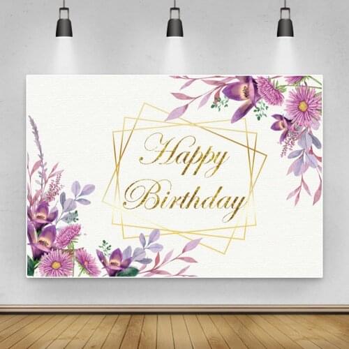 Laeacco Cherry Flowers Happy Birthday Party Decor Poster Banners Customized Baby Photo Backdrop Photography Background
