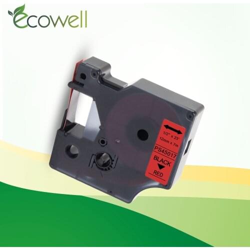 Ecowell 1pcs 45017 12mm printer ribbon Compatible for Dymo LabelManager label maker 160 280 300 Black on Red label tape 7m