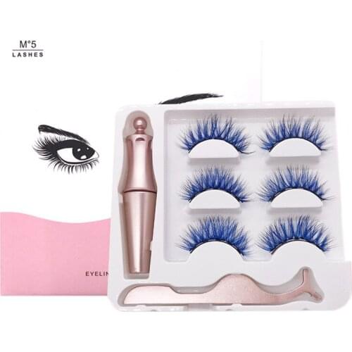 Magnetic 3D Colorful False Eyelashes Magnetic Liquid Eyeliner Tweezer Set Multiple Styles Thick Colored Fake Eyelashes Wholesale