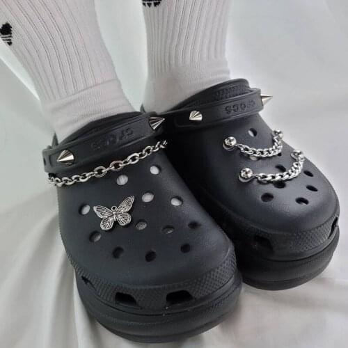 Rivet Metal Butterfly Croc Charms Designer DIY Chains Shoes Decaration for Croc Hip-hop punk style Clogs Kids Women Girls Gifts