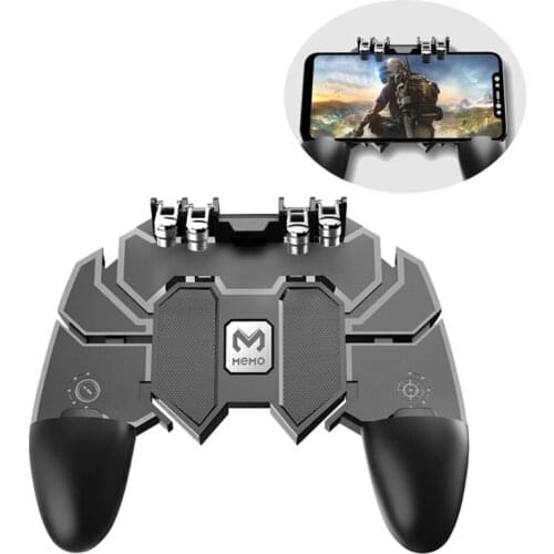 AK66 Six Finger All-in-One Mobile Game Controller Free Fire Key Button Joystick Gamepad L1 R1 Trigger for PUBG