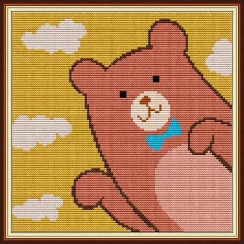 Coffee bear cross stitch kit aida 14ct 11ct count print canvas cross stitches needlework embroidery DIY handmade