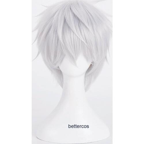 Tokyo Ghoul Kaneki Ken Cosplay Wigs Short Silver White Heat Resistant Synthetic Hair Wig + Wig Cap