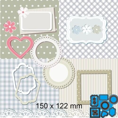 Cutting Dies Love heart, Square and Small Flower New Metal Stencils DIY Scrap Booking Paper Cards Making Decoration 150*122mm