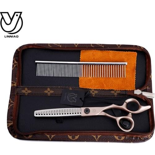 Professional 7inches 1set Pet Dog Grooming Scissors Puppy Dog Cat Kitten Hair Thinning Scissors Pet Haircut Toothed Blade Shears