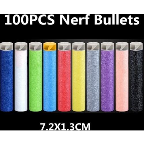 Nerf Bullets 100PCS 7.2cm Nerf Gun Bullet Refill Darts for Nerf Accessories Tactical EVA Soft Spiral Bullet Hollow Head Kids Toy