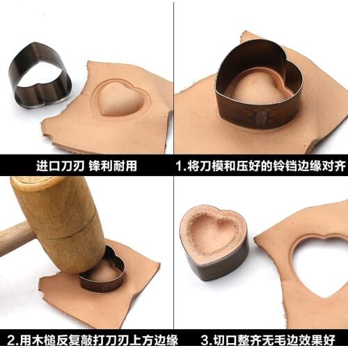 Heart jingle bell design leather craft template cutter die cutting kinfe mould 20mm 30mm 40mm leather hole punches tool set